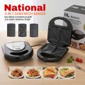 National N-704 Multi-Plate 3-in-1 Sandwich Maker | Waffles, Paninis, & Grilled Meals. 