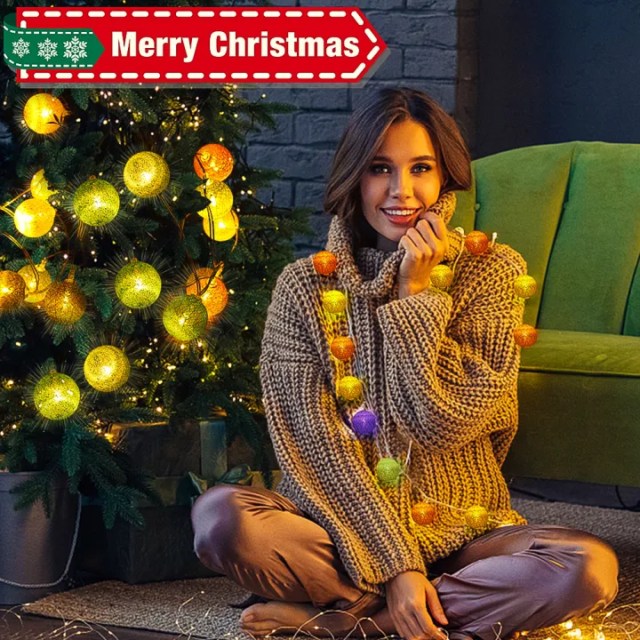 2.2M%2020Leds%20Cotton%20Ball%20String%20Lights%20Garland%20Ball%20Fairy%20Light%20String%20For%20Holiday%20Wedding%20Party%20Decoration%20Home%20Lamp%201Pcs%20-%20Image%203