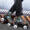 the Skating Shoes Double Row Four-Wheel Men and Women Pattern Flashing Wheel Roller Skates Roller Skating Rink Sports Roller Skating Special Offer Free Shipping. 
