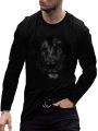 Vintage polyester T shirt men long sleeve 3D lion printed top MEN'S oversized clothes O neck casual tee male T shirt streetwear. 