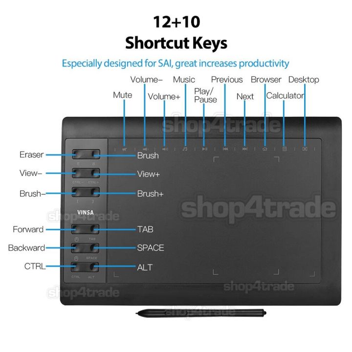 VINSA%201060plus%20Digital%20Drawing%20Pad%20Micro%20USB%20Signature%20Graphics%20Drawing%20Pen%20Tablet%20Game%20Battery-Free%20Stylus%20Free%20OTG%20-%20Image%204