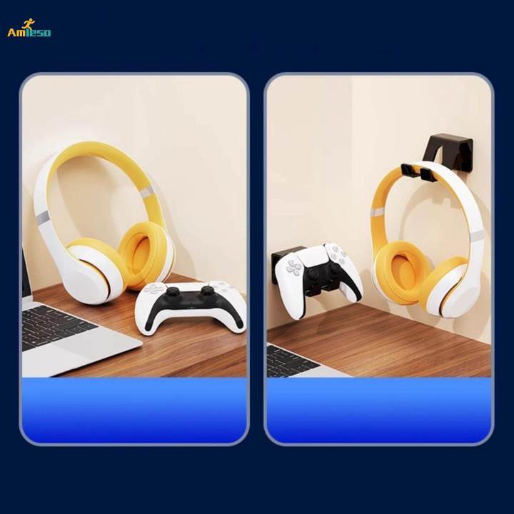 Game Controller Holder Headphone Stand Gaming Accessory Easy Installation Convenient Mount white