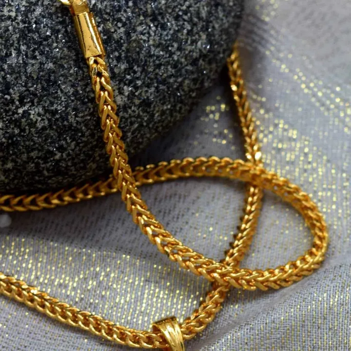 ESH%20New%20Elegant%20Gold%20Plated%2018/24%20Inch%203mm%20Singapore%20Square%20Fox%20Chain%20Necklace%20for%20Unisex%20-%20Image%202