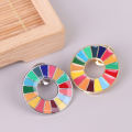 Enamal 17 Colors Sustainable Development Goals Brooch United Nations SDGs Pin ANLAN. 