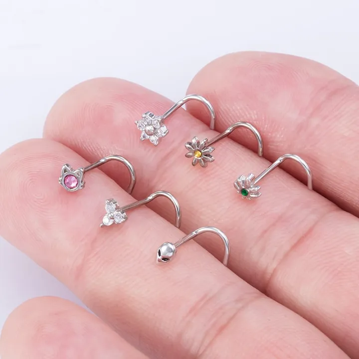 1PC%2020g%20Surgical%20Steel%20Nose%20Stud%20Ring%20Nose%20Piercing%20for%20Women%20Cat%20Alien%20Flower%20Leaf%20CZ%20Inlaid%20Nose%20Screw%20Rings%20Body%20Jewelry%20Gift%20-%20Image%203