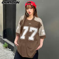 Womens T-shirt Short Sleeve Number 77 Retro Sports Jersey Plus Size Crew Neck Top 3D Printed Street Popular Clothes. 