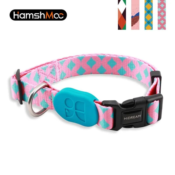 HamshMoc Adjustable Nylon Pet Dog Collar Soft Comfortable Basic Dog Collars with Fashion Pattern Safety Locking Buckle for Small Medium Dogs Walking 3