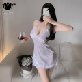 Wenlook PhxStyle Women Nightdress Short Summer Spaghetti Homewear V-neck Portable Nightgown Satin Lace Strap Sleep Dress T Female Nightdress. 