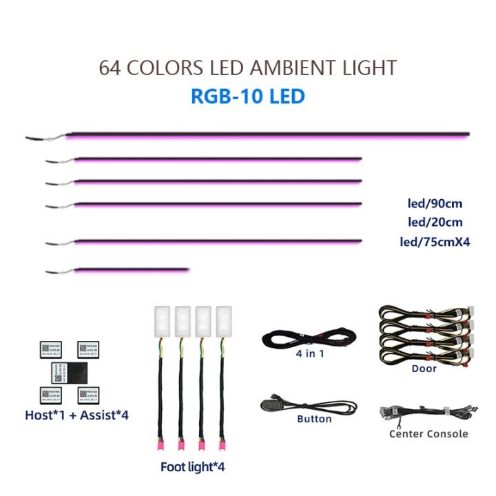 Full Color Ambient Lights Car LED Interior RGB Universal Symphony ...
