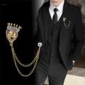 Men's Crown Brooch Pins Hanging Chain Brooch Jewelry Breast Pins Fashion Suit Pin Suit Stud Lapel Pin for Boyfriend Career Suit Hat Coat Tie. 