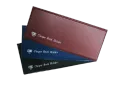 Business cheque book cover 25cm x 11cm x 1cm. 