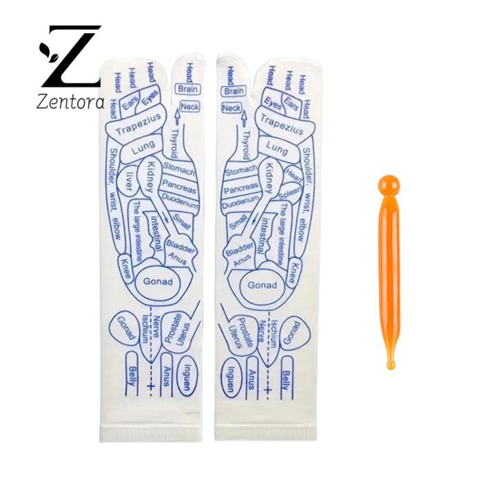 Zentora Acupressure Foot Tool Foot Massage Set with Acupuncture Point Printed Socks Stick for Circulation Health Care Reflexology Socks for Foot Massage Tool