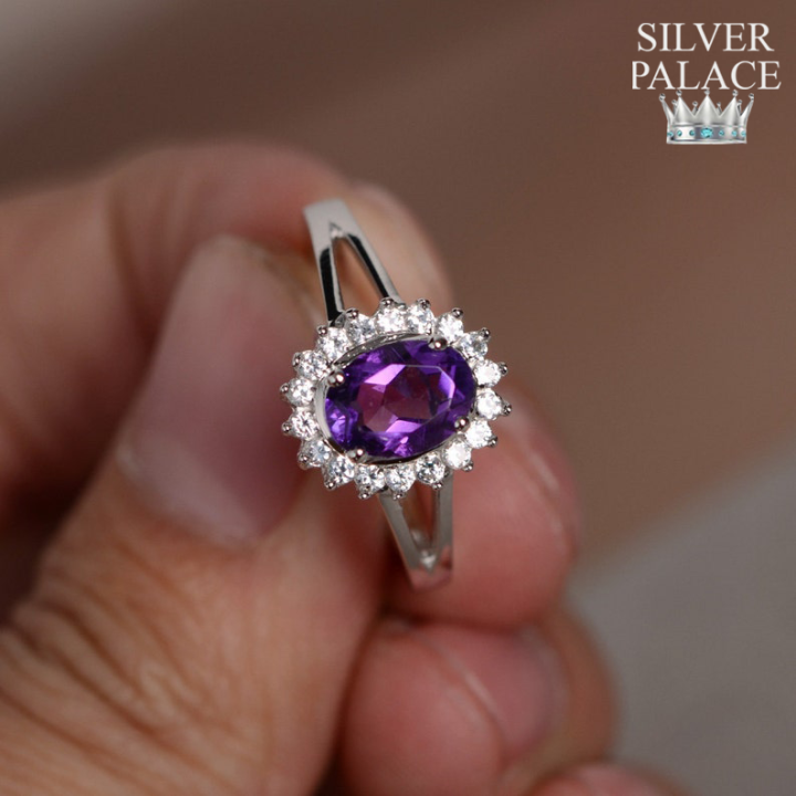 Natural Amethyst Stone Ring / 100% Silver & Natural Stones