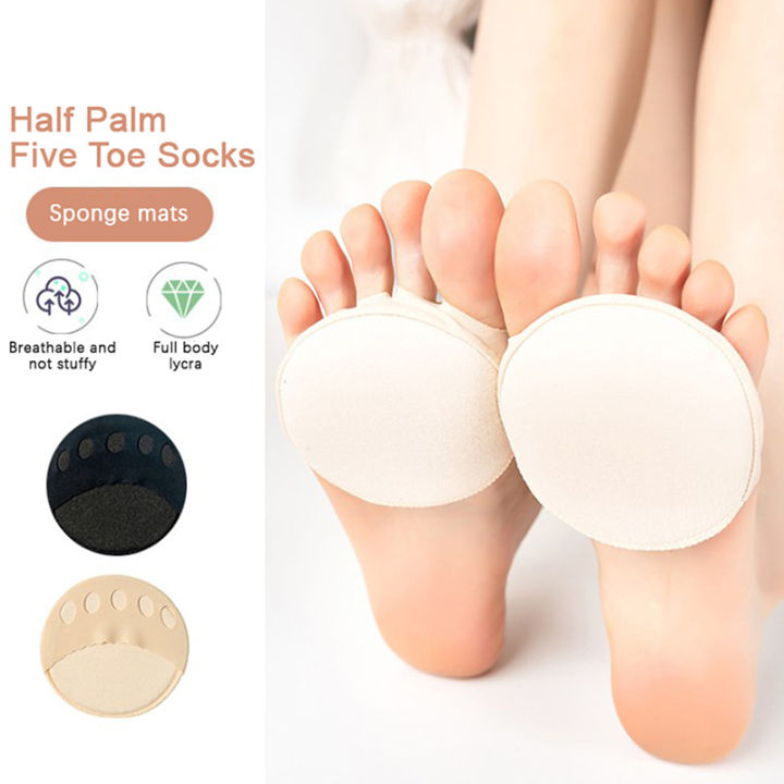 1 Pair Five  Forefoot Pads For Women  Half Insoles Invisible Socks Anti-pain Anti-skid Toe Pad Inserts