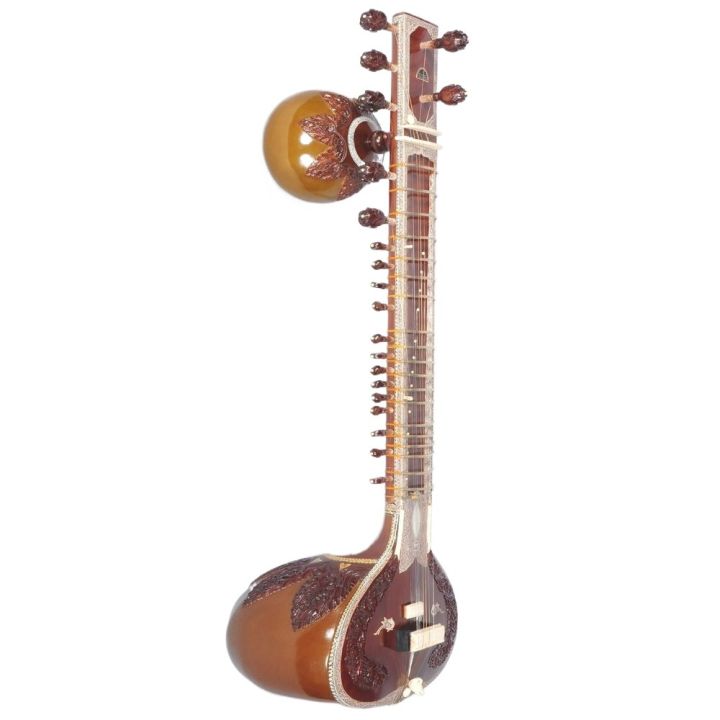 Tarafdar%20Sitar%20with%20Padded%20Case%20Nanda%20kolkata%20Double%20gourd%20Professional%20of%2013%20taraf%20strings%20Brown%20Wooden%20Sitar%20-%20Image%209