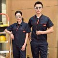 Work Clothes Labor Protection Clothing Workshop Factory Suit Auto Repair Summer Wear-Resistant Short-Sleeved Shirt Pants Thin New Men and Women. 