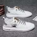 Winter Warm Fleece-Lined Men's Casual Shoes Height Increasing Mcqueen Sneakers White Shoes Fashion Trendy Men's Shoes. 