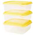 IKEA PRUTA Food container,  transparent, yellow  03 pack. 