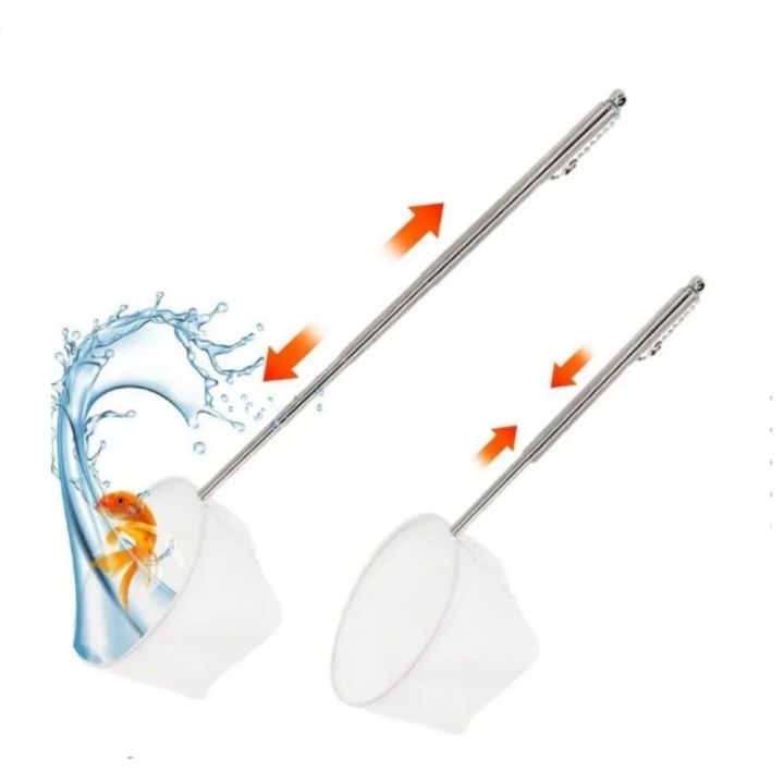 New Long Handle Goldfish Net Telescopic White Fish Nets Extendable Soft ...