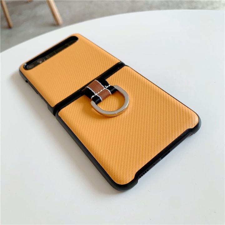 Ring%20Case%20For%20Samsung%20Galaxy%20Z%20Flip%20Cover%20Caon%20Fiber%20Lychee%20Pattern%20Finger%20Ring%20Buckle%20Holder%20Hard%20PC%20Shell%20For%20ZFlip%20Fashion%20-%20Image%208