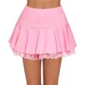 Women Pleated Mini Skirt Lace Ruffle Solid Skirt Lingerie Short Skirts A-Shaped Flared Elastic Waistband Skirt. 