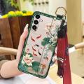 Chinese style Lanyard Phone Case For Samsung Galaxy A15 fashion old lady Kickstand for mom protective Soft case Durable. 