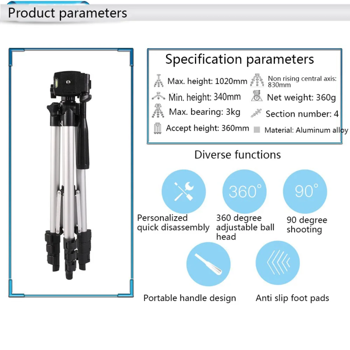Tripod%203110%20Portable%20Camera%20Stand%20and%20Mobile%20Phone%20Stand%20Holder%20-%20Image%206