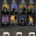 wall art Abstract Neon Design Rapper Star Posters 2Pac Hip Hop Singers Wall Art Pictures Graffiti Canvas Painting Home Room Bar Decor. 