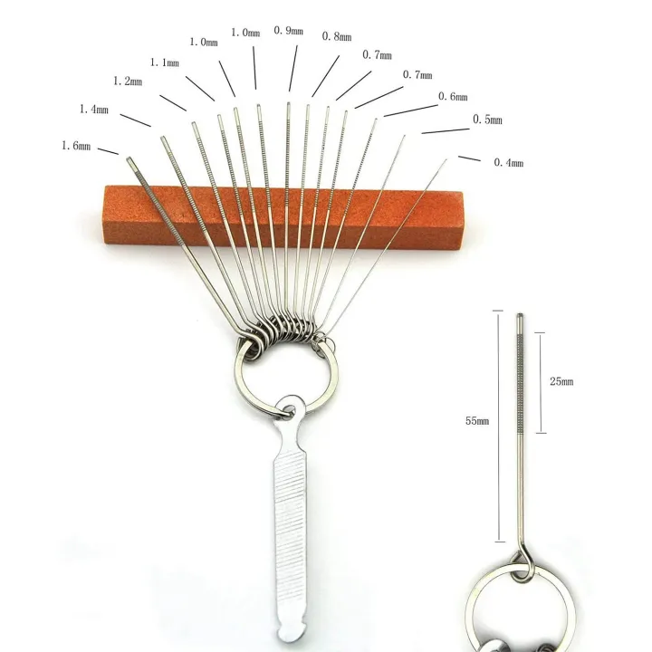 13Pcs%20Guitar%20Nut%20Files%20Set%20Bridge%20Saddle%20Nut%20Files%20+%2032%20Blades%20Feeler%20Gauge%20Dual%20Marked%20Metric%20and%20Imperial%20Gap%20Measuring%20Tool%20+%209%20Sheet%20Sandpaper%20-%20Image%203