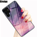 Biruiqu For Samsung Galaxy S24 S24+ S24 Plus S24 Ultra Shockproof Starry Colorful Tempered Glass Back Soft Silicone Edge Case Cover. 