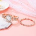 Fopul Mall 2pcs Fashion Women Watches And Bracelet Ladies Diamond Quartz Watch For Female Girl's. 