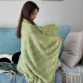 Universal Thick Warm Fleece Blanket Solid Color Plush Soft Sofa Blanket Square Texture Comfortable Bed Blanket All Season. 
