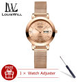 LouisWill Women Watches Fashion Watches Casuals Quartz Watches Round Dial Watches 30M Waterproof Watches Alloy Thin Strap Business Wristwatch with Watch Adjuster for Women. 