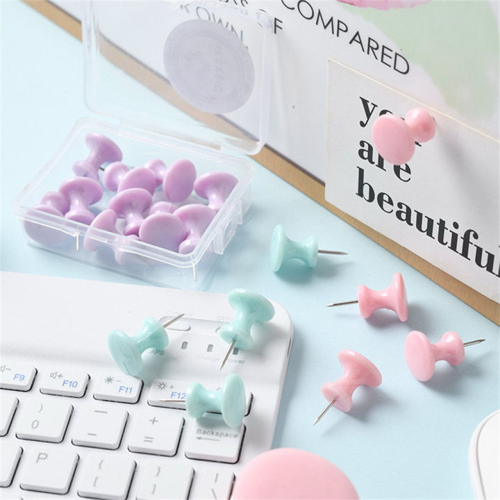 7Pcs/40Pcs Macaron Cork Board Push Pins Decorative Thumb Tacks Colorful Map Tack for Photos Wall Home Office Stationery School Supplies