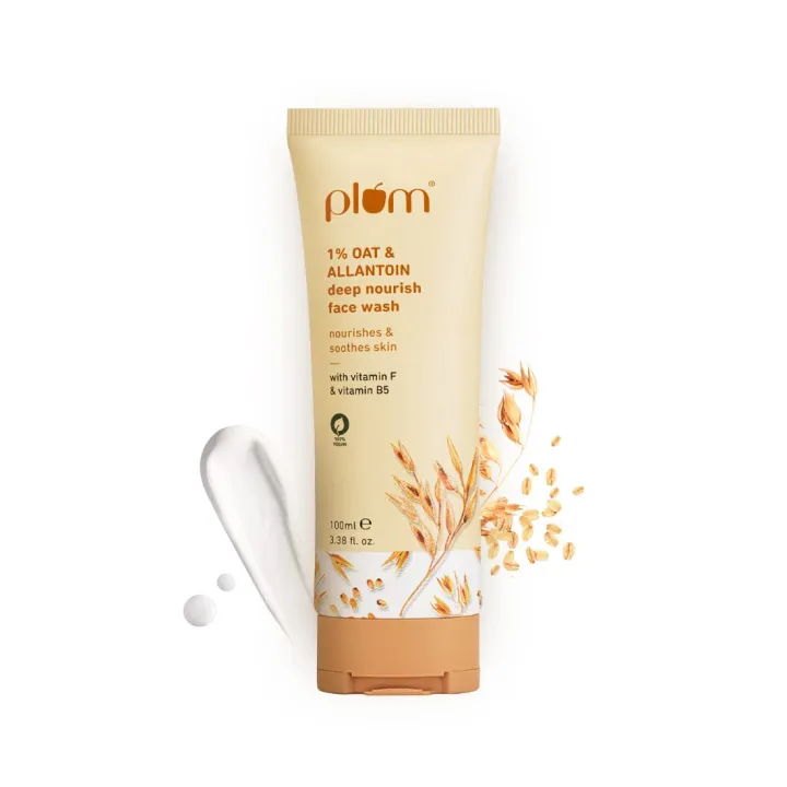 Plum Oat & Allantoin Deep Nourish Face Wash | with Vitamin F & B5 | Nourishes & Soothes Skin | Restores Skin Barrier | Non-drying | 100% Vegan |