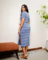 Robbie T Dress- Blue Stripe. 