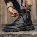 【WEJA】Men Martin Boots Hight-top Zipper Martin Boots Casual Shoes Soft Breathable Ankle Boots. 