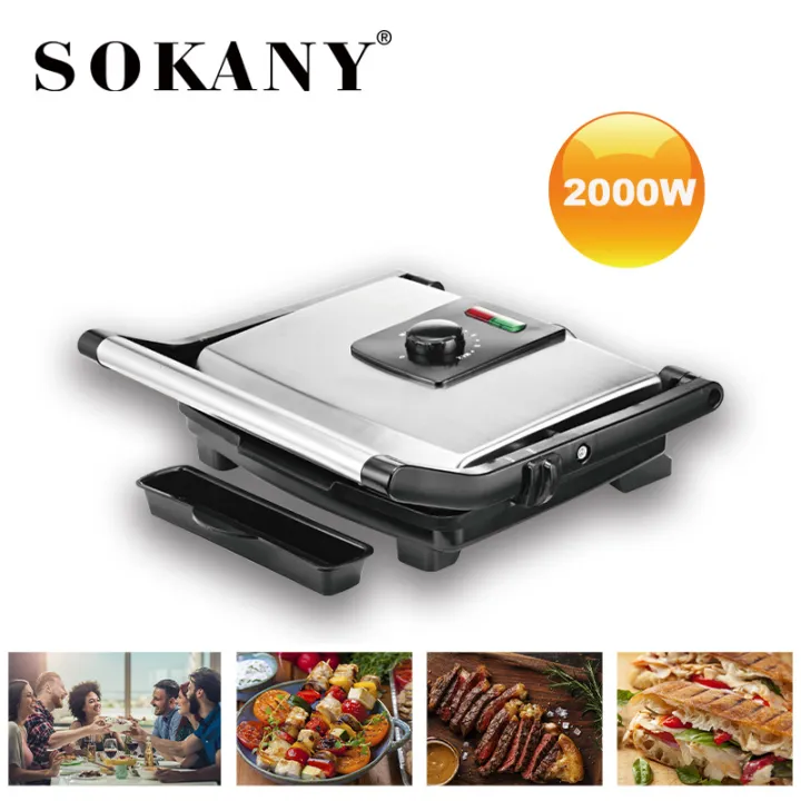 Sokany%20KJ-202%20Stainless%20Steel%20Panini%20Sandwich%20Maker%20and%20Contact%20Grill,%202000%20Watts%20-%20Image%203