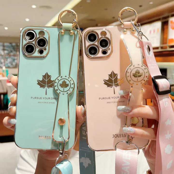 For%20iPhone%208%20Plus%20/%20iPhone%207%20Plus%20Back%20Cover%20with%20Lanyard%20+%20Wristband%20Fashion%20Shiny%20Maple%20Leaf%20Plating%20Bumper%20Stand%20Holder%20Case%20Camera%20Protection%20Soft%20Silicone%20Mobile%20Phone%20Cases%20-%20Image%209