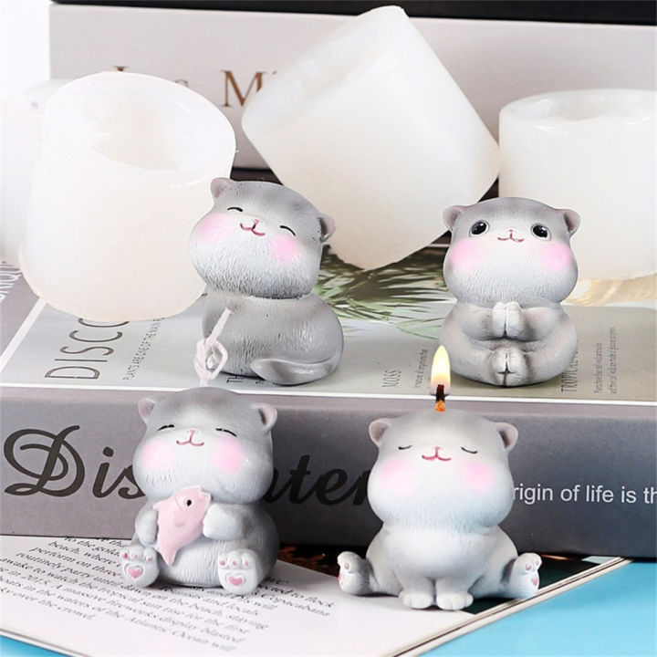 Crafts Epoxy Resin For DIY Liquid Mould Home Decor Handmade Clay Supplies Silicone Mold Cat 3D Shape Cute