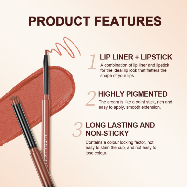 QIBEST%202pcs%20Lipstick%20Lipliner%20Pen%20Set%20Matte%20Nude%20Lip%20Liner%20Pencil%20Waterproof%20Long%20Lasting%20Lipstick%20Pen%20Contour%20Makeup%20For%20Women%20-%20Image%205