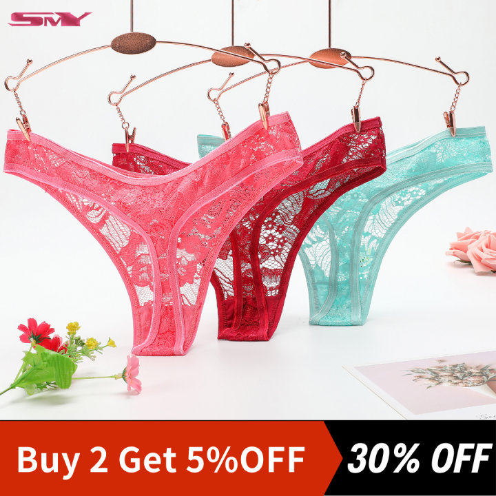 SMY Lace Ladies Thong Panties Set for women