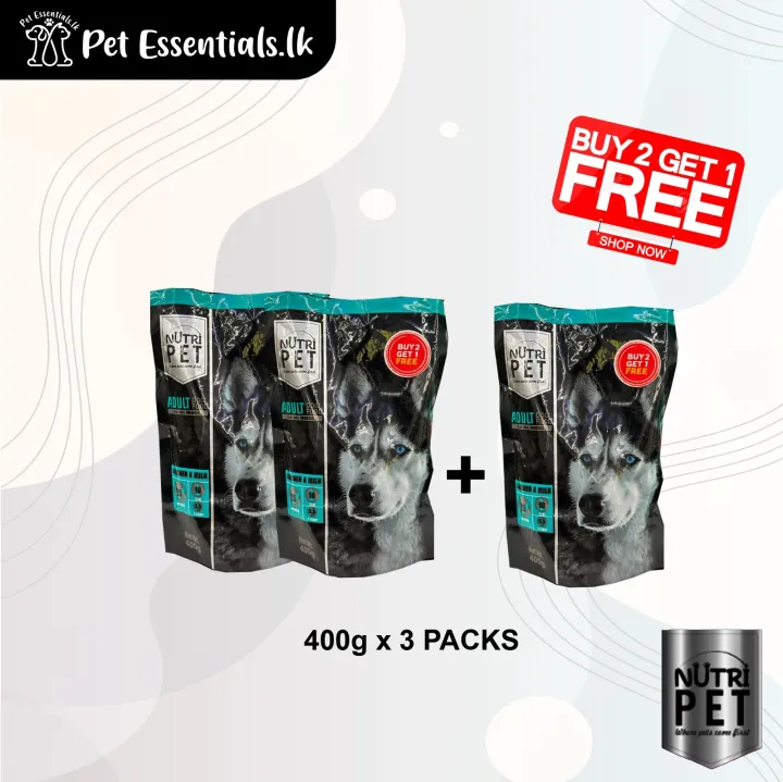 Nutri Pet Adult Dog Food 400g ( Buy two Get One Free )
