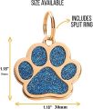Custom Gold Pet ID Tags Sparkly Paw Shape Personalized Shiny Dog Glitter Silent Cute Doggy for Puppies Laser Engraved Name. 