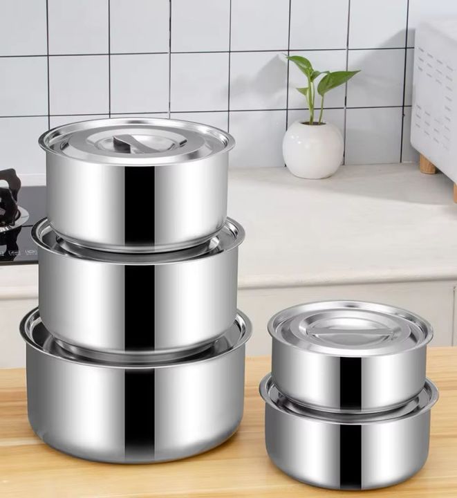 Premium Stainless Steel Stock Pot Set with Lids - 5 Piece Stackable ...
