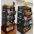 Multi rack for Fruit Vegetable Storage Basket, 5 Tier Stackable Plastic Storage Baskets with Wheels, Fruit Vegetable Produce Basket Organizer Bins for Kitchen, Pantry, Bathroom. 