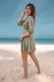 Magnolia Floral Cutout Dress- Green. 