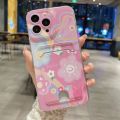 Smile Flower Card Holde Bag Phone Case For OPPO Reno 5 6 Lite 7 8 9 8T 7Z 6Z A15 A16 A17 A54 A74 A72 A94 A53 4G A5 A9 2020 Cover. 