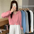 Yfashion Women Cotton Long Sleeves Hoodie Sweet Solid Color Casual Loose Sweatshirt Trendy Full Zipper Cardigan Sweater. 