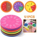 51Pcs EVA Round Shaped Fractions Circles Instrument Math Educational Toys Math Learning Tool Student Teaching Gifts. 